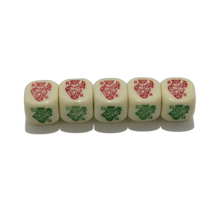Set 5 Dés Poker Trèfle Vintage - Dés Plastique Crème Symboles Cartes -
