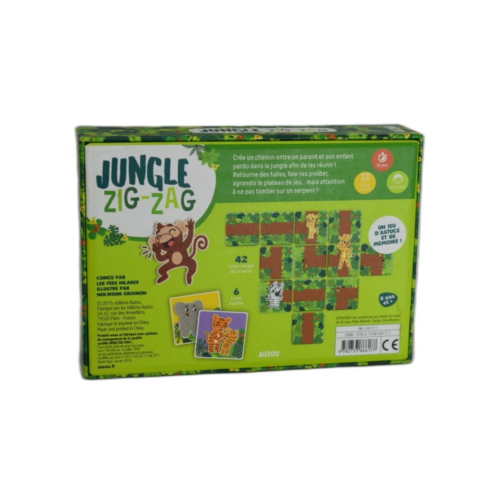 Jungle Zig-Zag - Auzou - Jeu Astuce & Mémoire 2-4 Joueurs - 5 ans - Oc