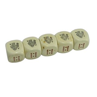 Lot 5 Dés Anciens à Figures Cartes Valet & Carreaux - Dés Jeu Vintage