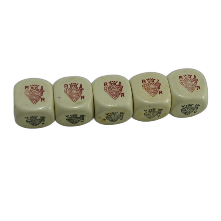 Lot 5 Dés Anciens à Figures Cartes Valet & Carreaux - Dés Jeu Vintage