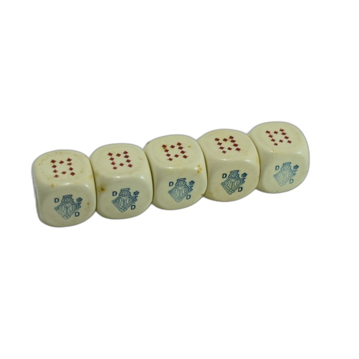 Lot 5 Dés Anciens à Figures Cartes Valet & Carreaux - Dés Jeu Vintage