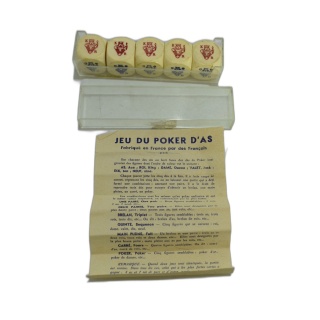 Poker d'As - Jeu de Dés Vintage Fabriqué en France - 5 Dés + Règles -