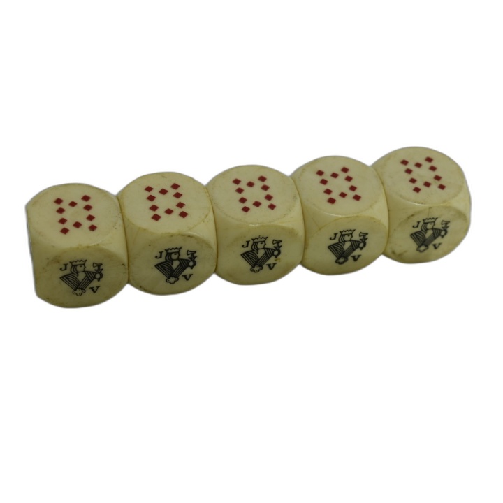 Poker d'As - Jeu de Dés Vintage Fabriqué en France - 5 Dés + Règles -