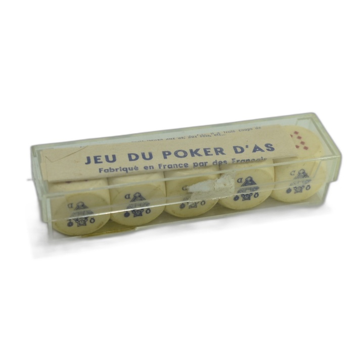 Poker d'As - Jeu de Dés Vintage Fabriqué en France - 5 Dés + Règles -