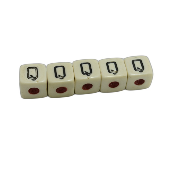 Lot 5 Dés Classiques D6 Ivoire Points Noirs et Rouges 17mm - Boîte Pla