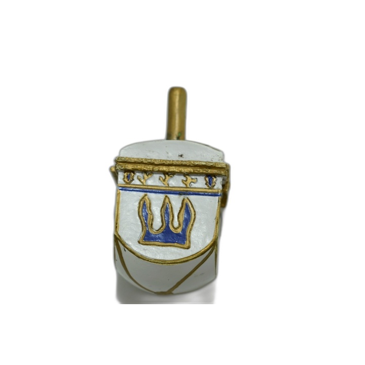 Dreidel Toupie de Hanoukka Artisanale Émail Blanc & Or - Lettres Hébra