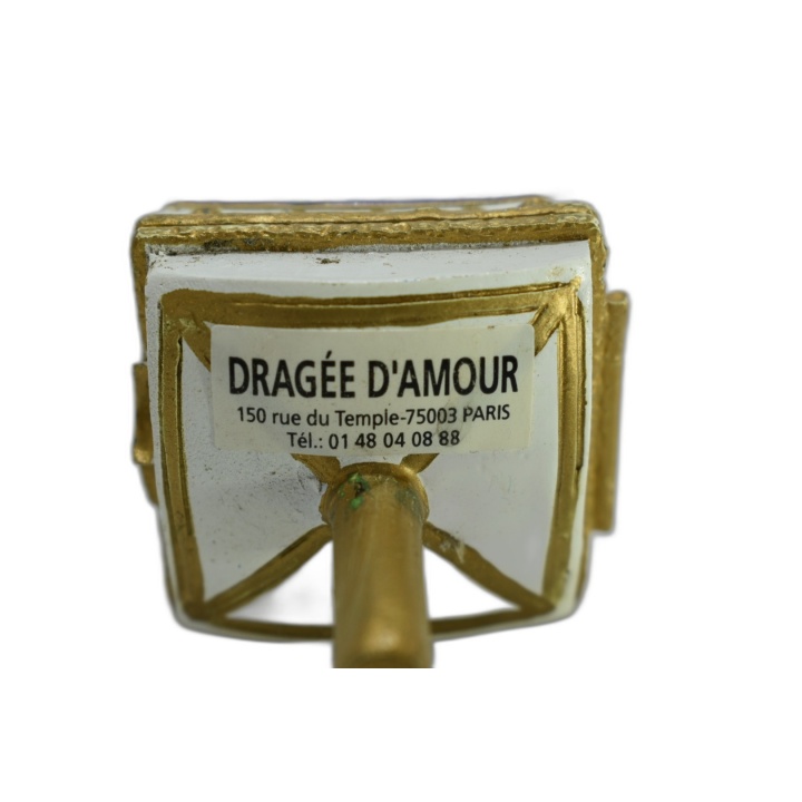 Dreidel Toupie de Hanoukka Artisanale Émail Blanc & Or - Lettres Hébra