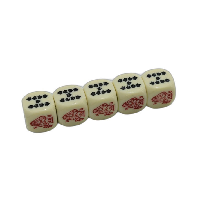Lot 5 Dés Spéciaux Jeu de Société - Dés Ivoire Symboles Étoiles & Aigl