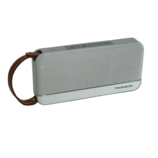 Enceinte Bluetooth Portable Blanche Bandoulière Cuir - Son Stéréo - Oc