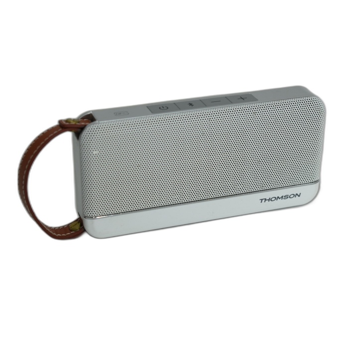 Enceinte Bluetooth Portable Blanche Bandoulière Cuir - Son Stéréo - Oc
