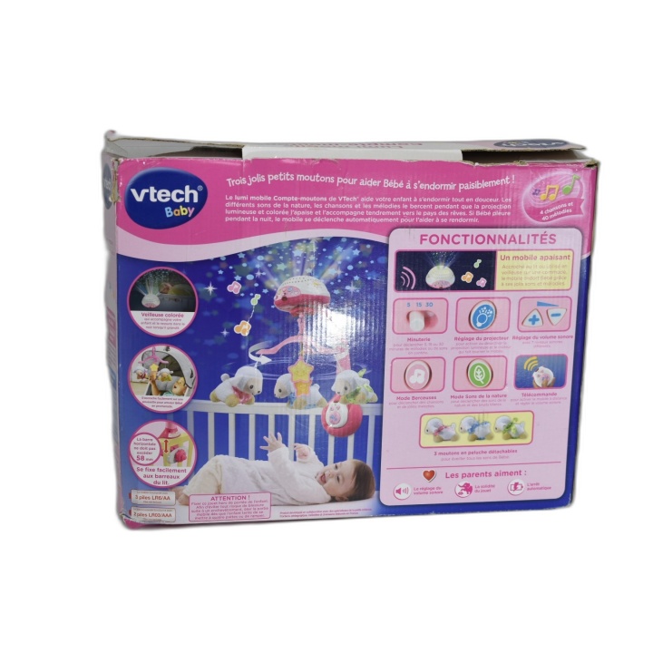 VTech Baby Lumi Mobile Compte-Moutons Rose - Projecteur Musical Bébé 0