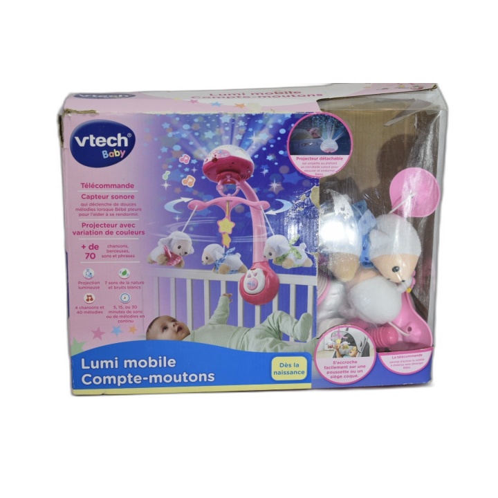 VTech Baby Lumi Mobile Compte-Moutons Rose - Projecteur Musical Bébé 0
