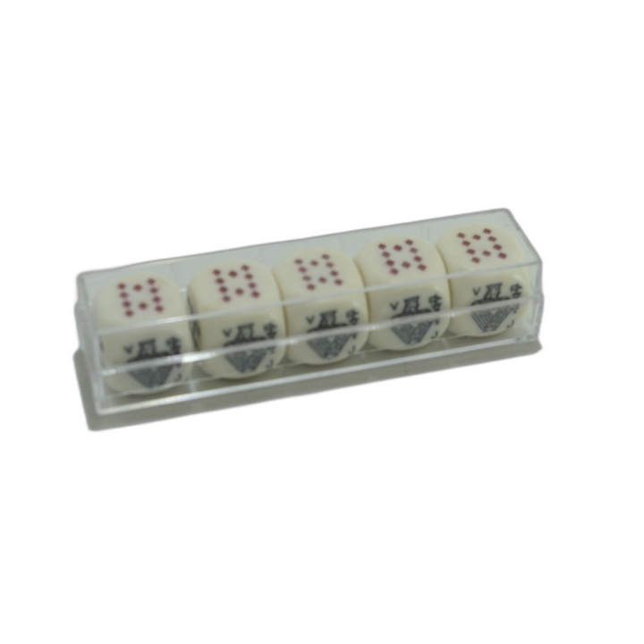 Dés Mahjong x6 - Dés Spéciaux avec Symboles Chinois - Boîte Plastique