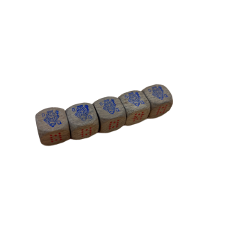 Set 5 Des Poker Bois - Jeu de des cartes specialites 14 ans 2-6