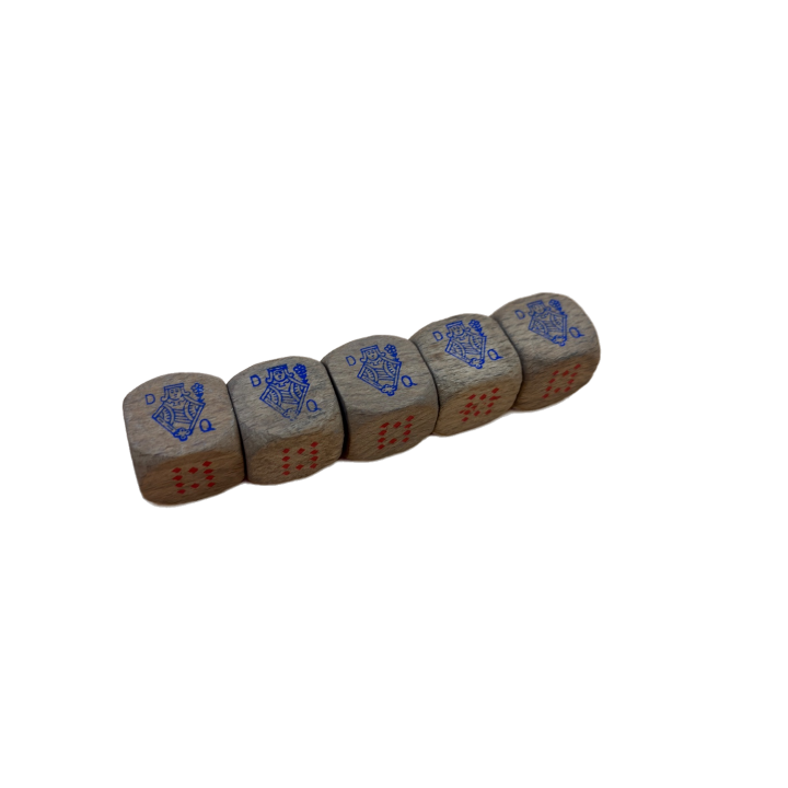 Set 5 Des Poker Bois - Jeu de des cartes specialites 14 ans 2-6