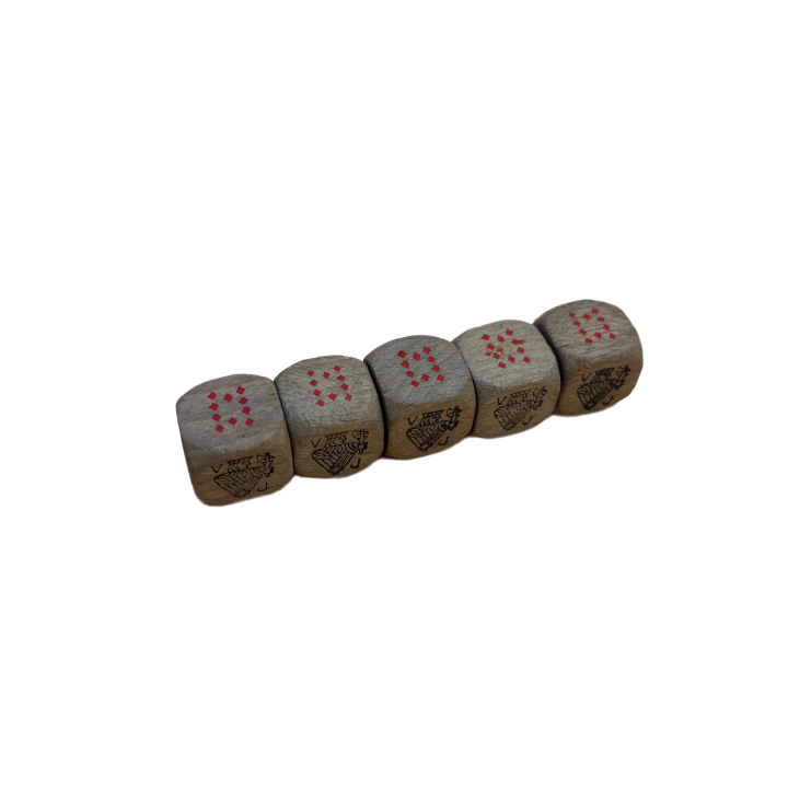 Set 5 Des Poker Bois - Jeu de des cartes specialites 14 ans 2-6