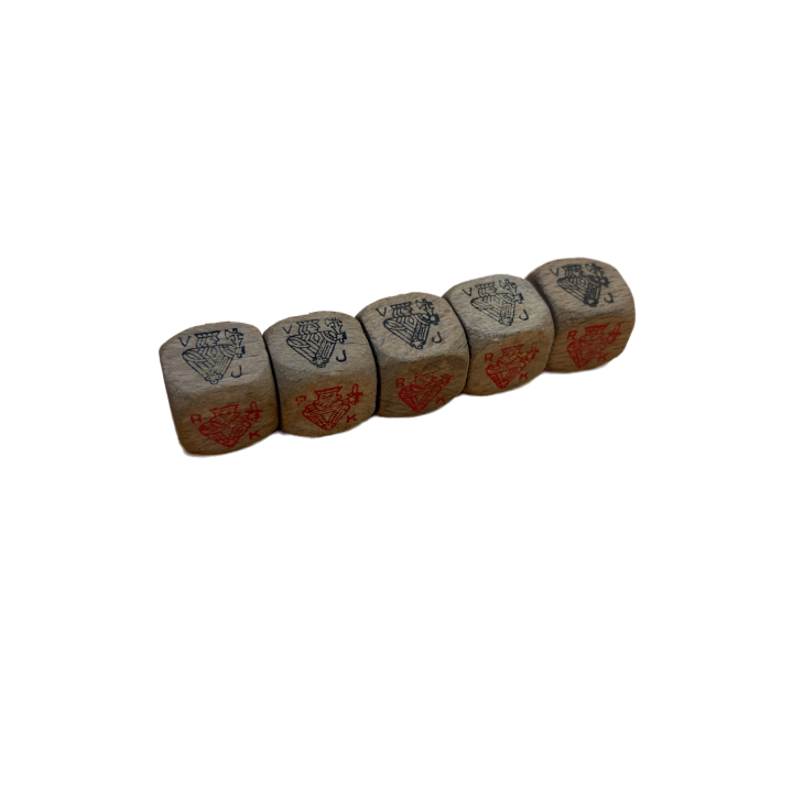 Set 5 Des Poker Bois - Jeu de des cartes specialites 14 ans 2-6