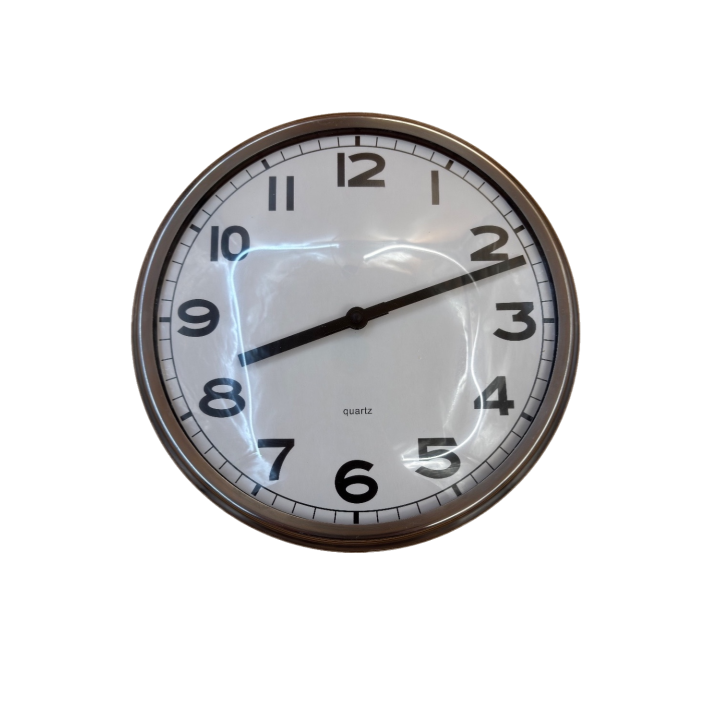 Horloge Murale Quartz - Cadre Metal Bronze - Cadran Blanc