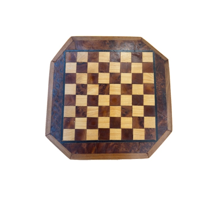 Echiquier bois artisanal octogonal - Plateau vintage strategie -
