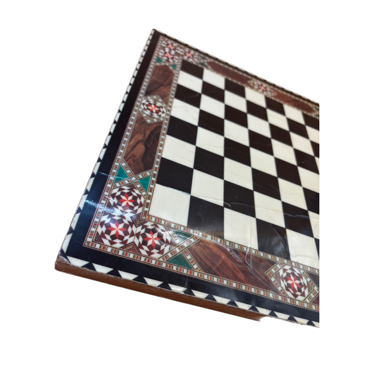 Échiquier Marqueterie Nacre Bois - Artisanat Traditionnel -