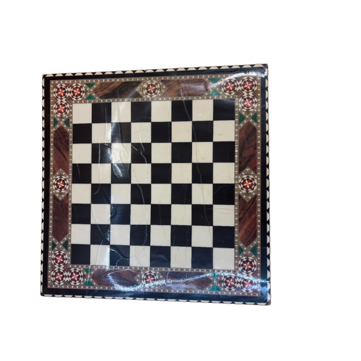 Échiquier Marqueterie Nacre Bois - Artisanat Traditionnel -