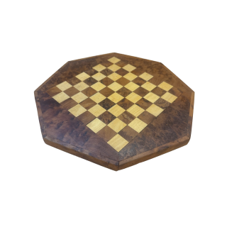 Échiquier Octogonal Bois Massif - Plateau Vintage Marqueterie -