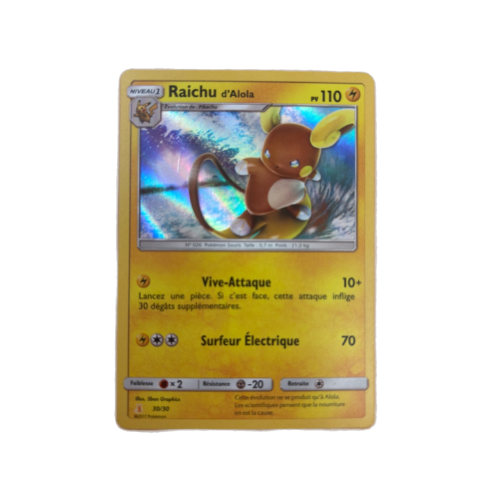 Raichu d'Alola - Pokémon SL1 - Carte Holo Rare 30/30 FR -