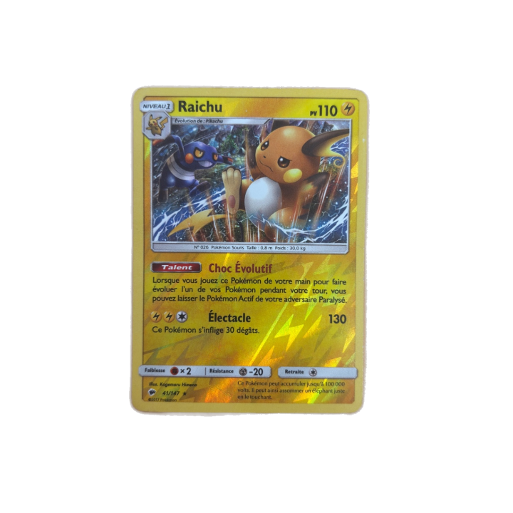 Raichu Holo - Pokemon Soleil et Lune - Carte Rare 41/147 -