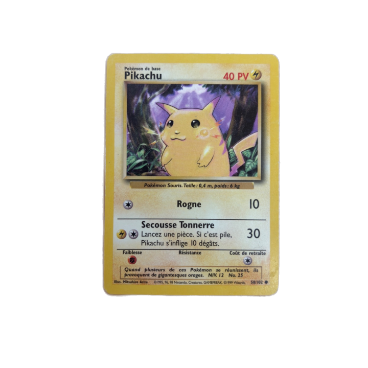Pikachu 58/102 - Wizards - Carte Pokemon Set de Base 1999 -