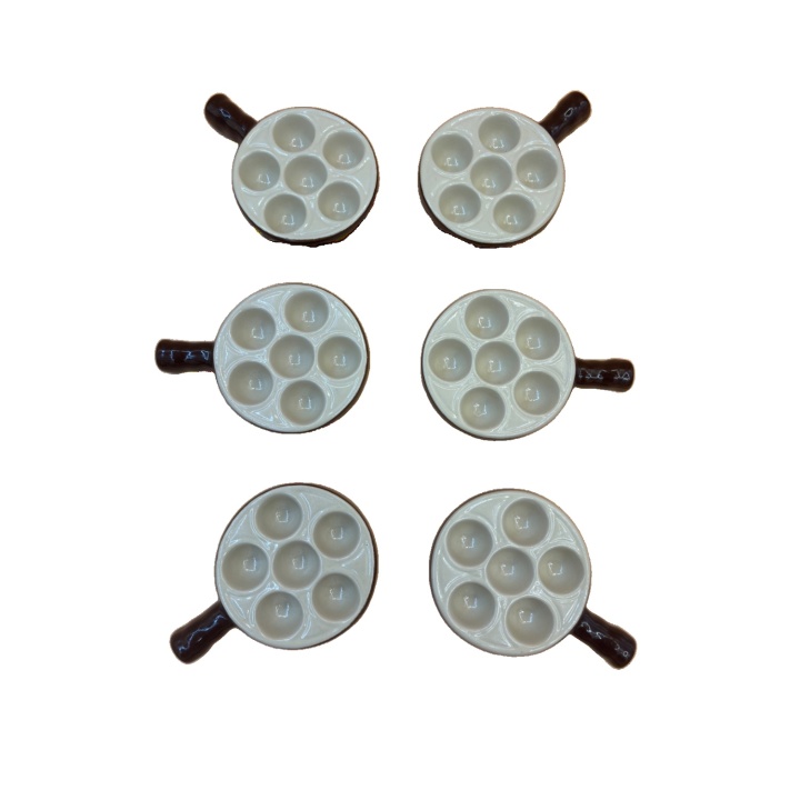 Service 6 plats escargots ceramique marron vintage - Brocante