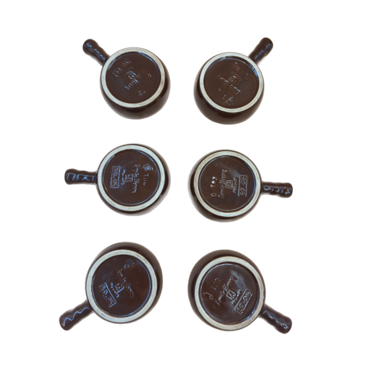 Service 6 plats escargots ceramique marron vintage - Brocante