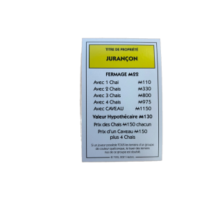 Carte Jurançon - Monopoly Edition des Vins Hasbro