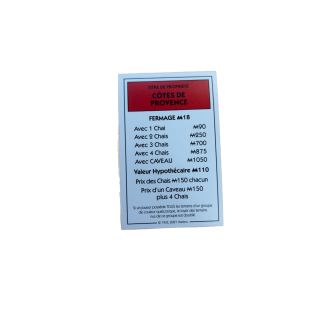 Carte Côtes de Provence - Monopoly Edition des Vins Hasbro