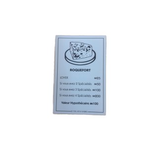 Titre propriété Roquefort - Monopoly Aveyron Hasbro