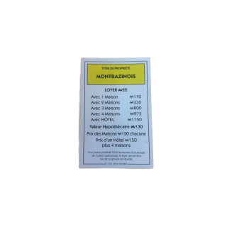 Titre propriété Montbazinois - Monopoly Aveyron Hasbro