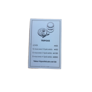 Titre propriété Tripous - Monopoly Aveyron Hasbro