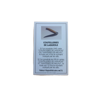 Carte Coutelleries Laguiole - Monopoly Aveyron Hasbro
