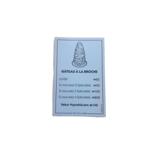 Titre propriété Gâteau Broche - Monopoly Aveyron Hasbro