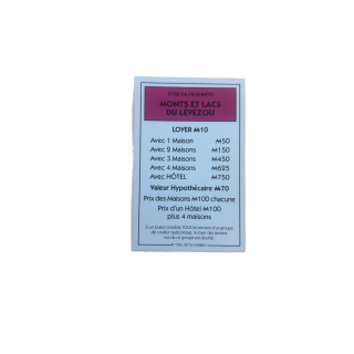 Titre propriété Monts Lacs Lévézou - Monopoly Aveyron Hasbro