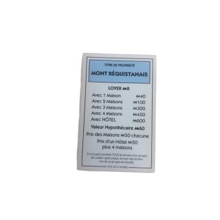 Titre propriété Mont Réquistanais - Monopoly Aveyron Hasbro