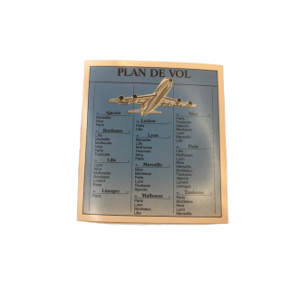 Plan de vol Voyage en France Ravensburger 1987