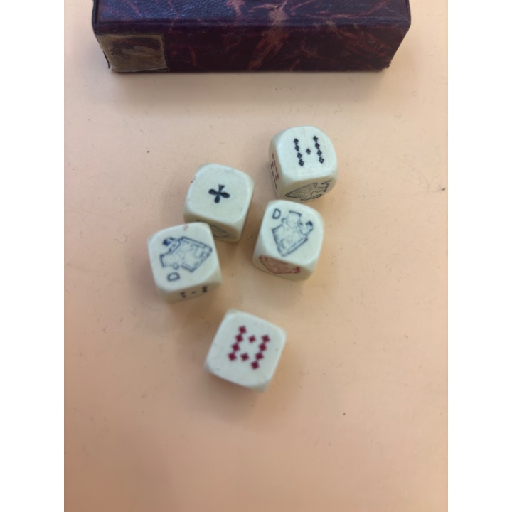 Jeu de Poker Dice - 5 Des Cartes Vintage - Etui Cuir - Jeu de