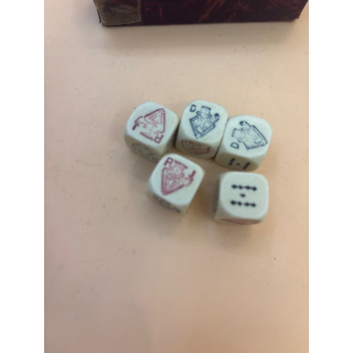 Jeu de Poker Dice - 5 Des Cartes Vintage - Etui Cuir - Jeu de