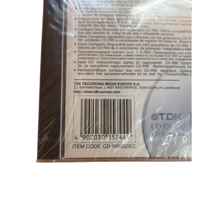 CD-RW TDK 650MB 4x - Support Réinscriptible 74 min - Occasion