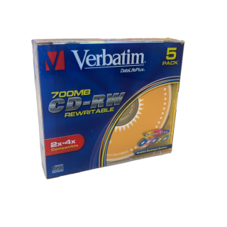 CD-RW Verbatim 700MB Rewritable - Pack de 5 Disques Colour -