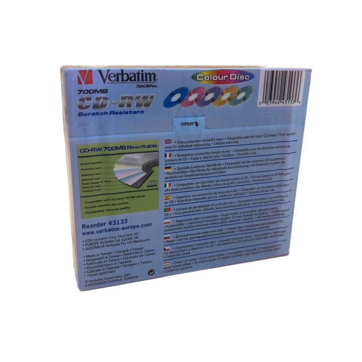 CD-RW Verbatim 700MB Rewritable - Pack de 5 Disques Colour -