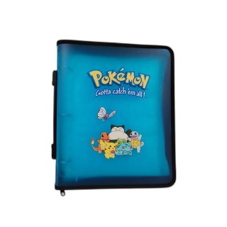 Classeur Pokémon Vintage "Gotta Catch 'Em All" Zippé Bleu - Rangement 