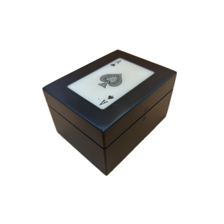 Coffret 2 Jeux de Cartes As de Pique - Boite bois cartes poker -