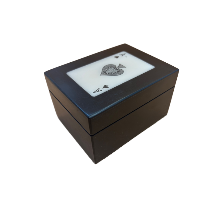 Coffret 2 Jeux de Cartes As de Pique - Boite bois cartes poker -
