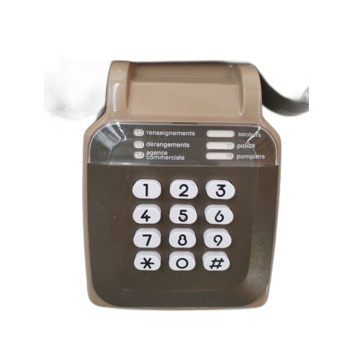 Téléphone Fixe à Touches PTT Socotel S63 Années 80 - Marron Vintage - 